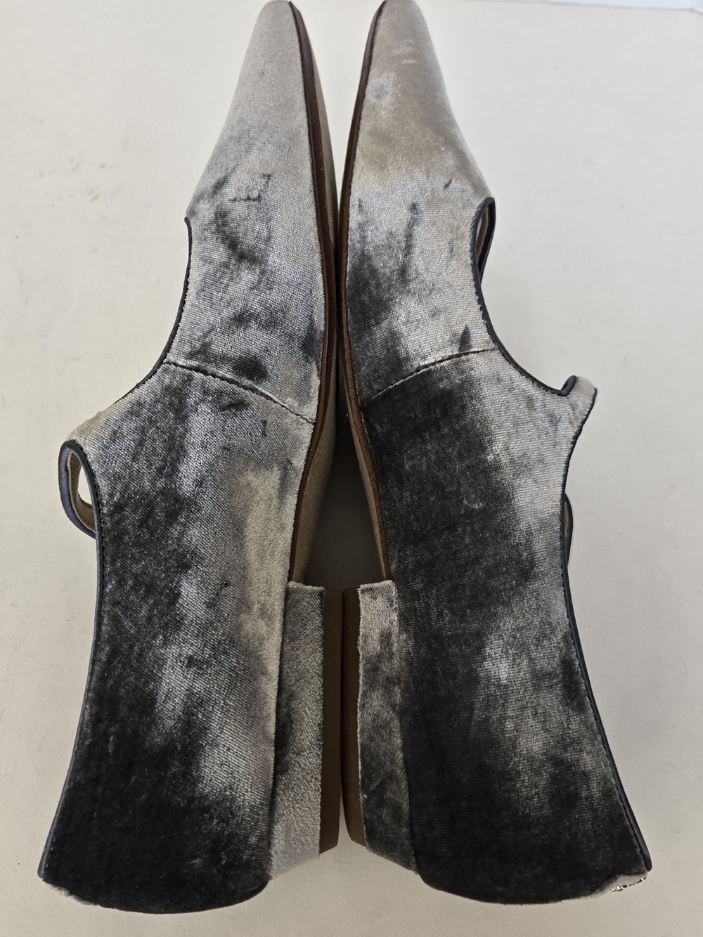 Sam Edelman Pointed Velvet Mary Jane Flats in Gray - Picture 6 of 10